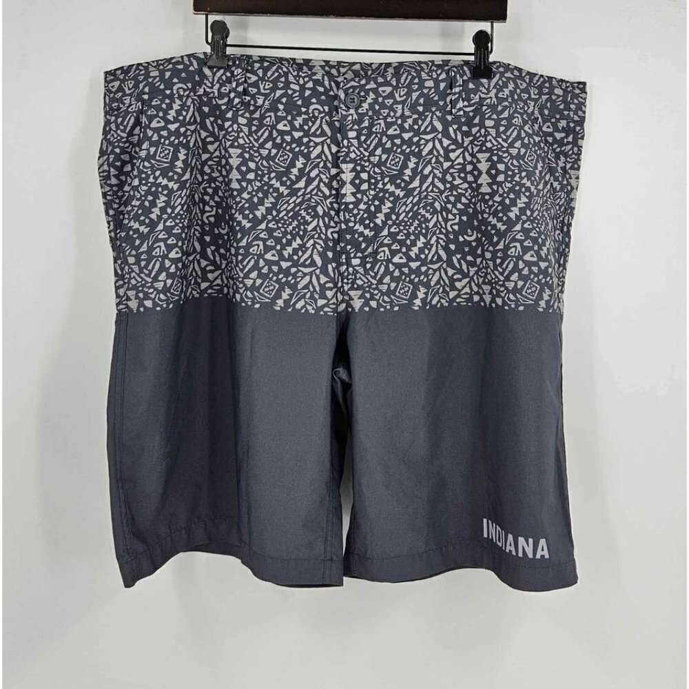 American Crown INDIANA Gray White Drawstring Waist Swim Trunks Sz XL